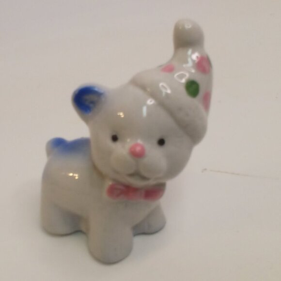 Ceramic Teddy Bear Party Hat Vintage Cute 3" Tall Home Decor - Picture 1 of 11